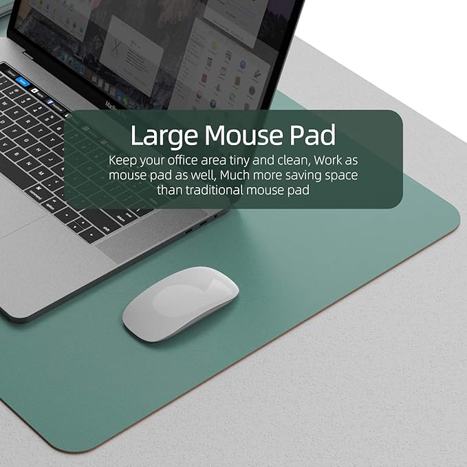 YSAGi Desk Mat, Mouse Pad,Waterproof Desk Pad,Large Mouse pad for Desk, Leather Desk Pad Large for Keyboard and Mouse,Dual-Sided Mouse Mat for Office (23.6" x 13.7", Pistachio Green + Green Blue)