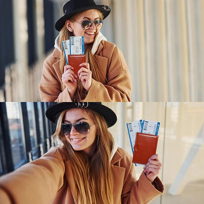Passport Holder for Travel Essentials, Passport Wallet Cover Card holder Case for Travel Must Haves Accessories, Passport Book Holders for Women and Men, Dark Brown