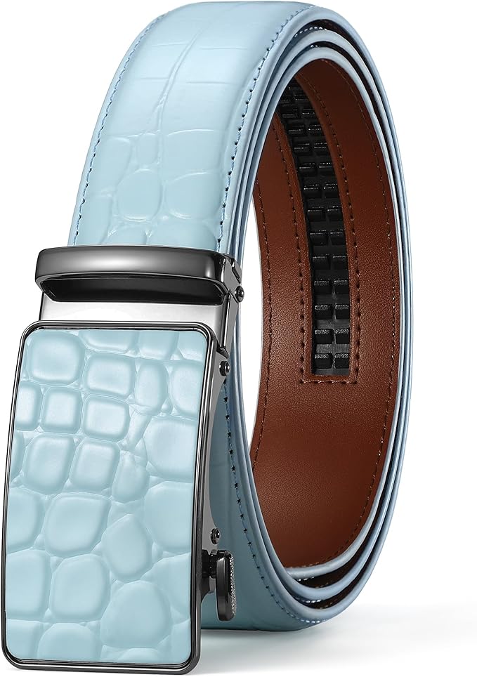 VONMELLI Mens Belt Genuine Leather Ratchet Belt for Men Dress Pant with Adjustable Buckle, Trim to Fit