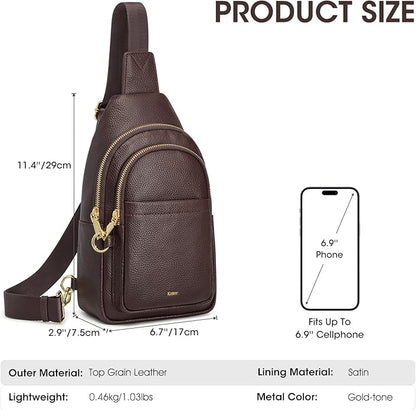 Kattee Sling Bag for Women, Leather Fanny Packs Crossbody Purse, Small Chest Bag for Travel with RFID Blocking