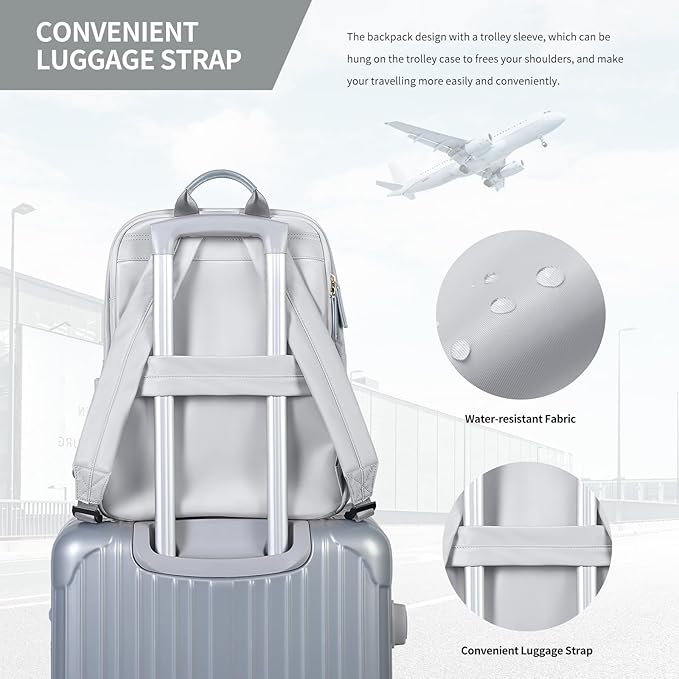 Laptop Backpack for Women,Carry on Travel Backpack Casual Work Business Backpacks Purse College,16 Inch,Grey