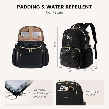 LOVEVOOK Lunch Backpack with Lunch Compartment,17 Inch Laptop Work Travel Insulated Cooler Backpack Purse,Waterproof College Teacher Lunch Bag Box with Tumbler Holder,Gift for Men Women,Leopard print
