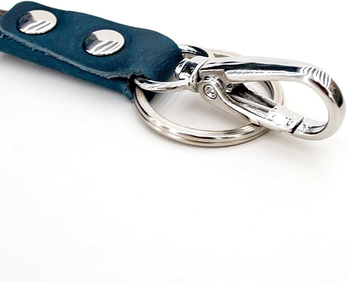 Badge Holder: Boshiho Cowhide Leather ID Badge Card Holder with 19" Neck Lanyard, Horizontal Style (Blue)