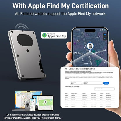 Slim Wallet for Men, Air Wallet Build in Airtag Chip, Smart Wallet Compatible with Apple Find My iOS Only, Minimalist Front Pocket Wallet RFID-Blocking Card Holder with Money Clip (Grey)