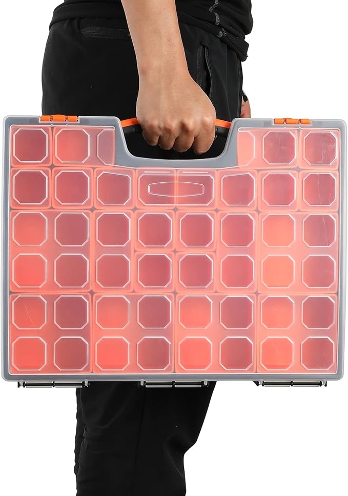 AIRTOON 2PCS Multi-Purpose Toolbox, Professional Organizer with 22 Bin Compartments, Box Organizer for Hardware, Screws, Bolts, Nuts, Nails, Tools, Arts