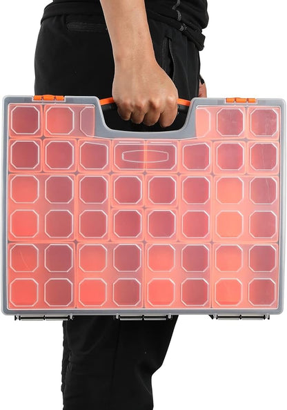 AIRTOON 2PCS Multi-Purpose Toolbox, Professional Organizer with 22 Bin Compartments, Box Organizer for Hardware, Screws, Bolts, Nuts, Nails, Tools, Arts