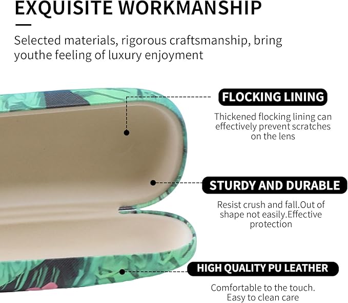 PERFECTSIGHT Hard Shell Eyeglasses Case, PU Leather Protective Glasses Case, Cute Eyeglass Case for Women Men Girls