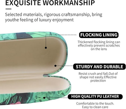 PERFECTSIGHT Hard Shell Eyeglasses Case, PU Leather Protective Glasses Case, Cute Eyeglass Case for Women Men Girls