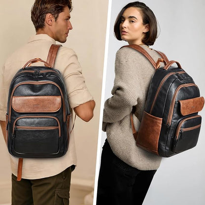 Leresas 37L Backpack Purse for Women Mens for Work Travel Back Pack Vegan Leather Business Teacher Book Bag Fashion Computer Daypack Back Pack Brown Black