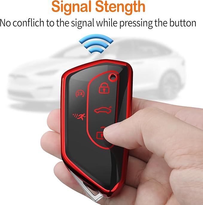 Sindeda for Volkswagen Key Fob Cover with Keychain Soft Full Protection Key Shell Key Case Compatible with VW MK8 Golf/GTI Skoda Octavia (Red)