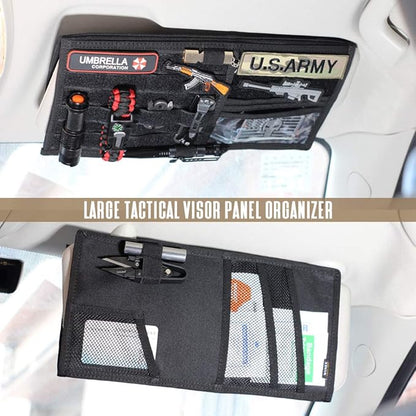 WYNEX Car Sun Visor Organizer with Double-Sided Folding MOLLE Panel, Auto Sun Visor Storage for Essentials & Tactical Gear, Compatible with Cars, Pickup, Trucks, Vans, SUVs