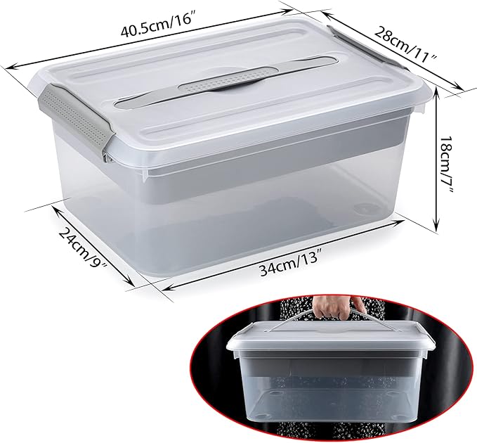 BTSKY Stack & Carry Box, Clear Plastic Storage Container Stackable Home Utility Box with Removable Tray Multi-Purpose Storage Bin for Organizing Stationery, Sewing, Art Craft Supplies(Grey)