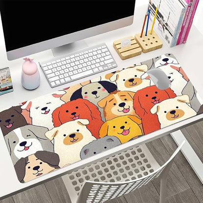 Positively Adorable Dog Desk Mat - （27.56 * 13.78in） Desk Pad, Large Non-Slip PU Leather Pad for Aesthetic Home Office & Gaming,A Gift for Dog Lovers