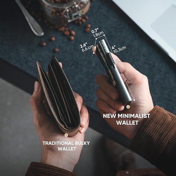 VULKIT Minimalist Wallet with Money Clip RFID Protection Pop Up Card Holder Slim Wallet Credit Card Holder Metal Wallet, Space Grey