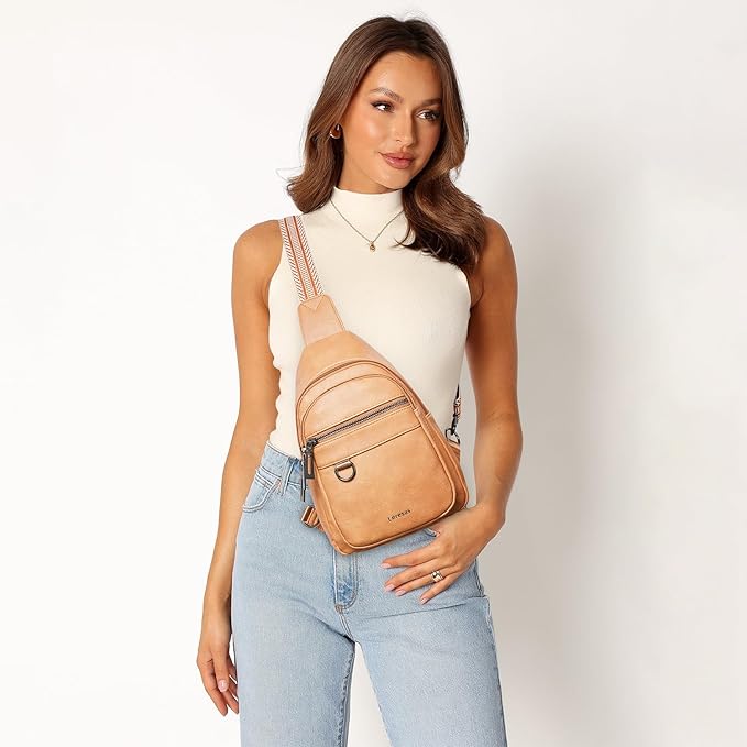 Leresas 7L Sling Bag for Women Men Vegan Leather Crossbody Bags Fanny Pack Purse Backpack Over Shoulder Bag Travel Anti Theft