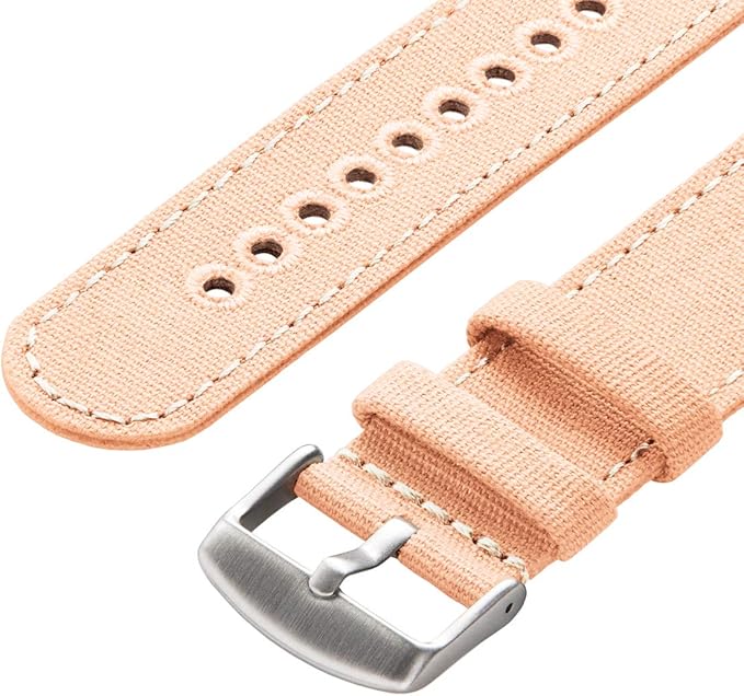 Archer Watch Straps - Canvas Quick Release Watch Bands (Pale Coral, 22mm)