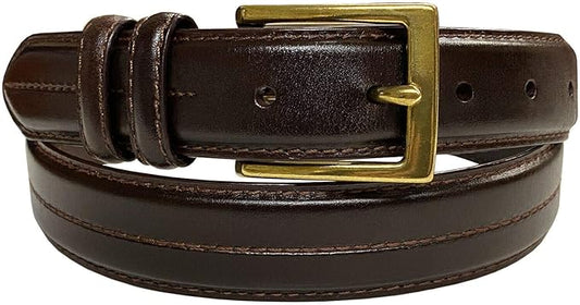 Men's Oil-Tanned Genuine Leather Dress Classic Belt 1-1/8"(30mm) or 1-3/8"(35mm) Wide One Piece Dress Belt
