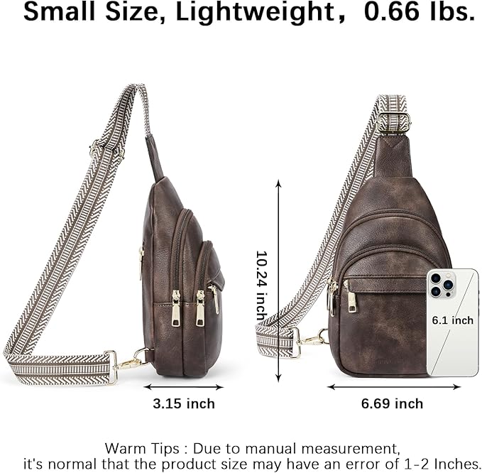 BOSTANTEN Small Sling Bag for Women Leather Crossbody Bags Fanny Pack Chest Bag for Travel