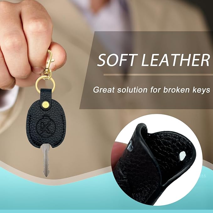 Leather Key Sleeve for Broken Key, Car Key Cover, Key Loop Replacment, Key Fod Protector Keychain for Women/Men