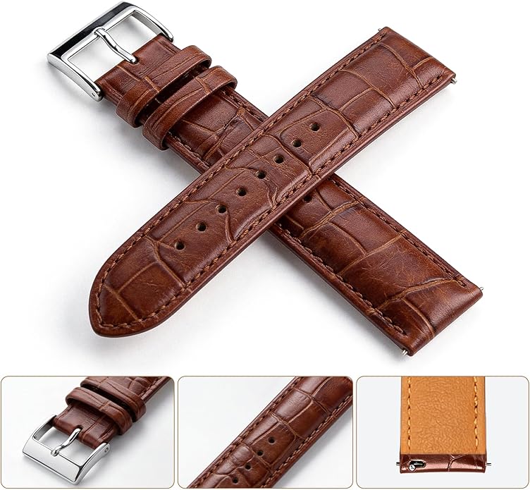 Quick Release Leather Watch Bands Genuine Watch Straps Replacement Watch Straps for Men and Women Top Grain Vintage Leather Watch Strap 16mm 18mm 20mm 22mm