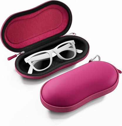 ProCase Sunglasses Case, Hard EVA Shell Shockproof Eyeglass Case for Men Women with Metal Hanging Hook and Velvet Lining, Travel Zipper Sport Glasses Holder Organizer for Gifts- Raspberry