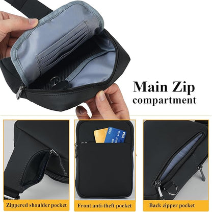BROADREAM Mini Sling Bag for Men Women Small Crossbody Backpack Shoulder Bags with RFID & Waterproof for Hiking Trave Running