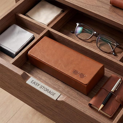 Glasses Case hard shell,3-in-1 Sunglasses Case & Eyeglass Case with Cleaning Cloth & Storage Pouch