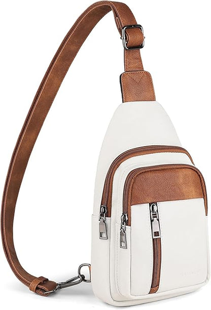 MASINTOR Sling Bag for Women - Crossbody Bags Fanny Pack with Vegan Leather - Adjustable Sling Backack for Travel