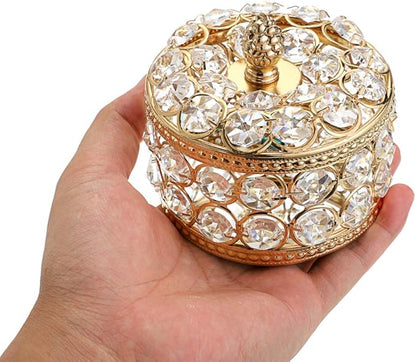 Hipiwe Crystal Mirrored Jewelry Box Jewelry Trinket Organizer Box Home Decor Ring Earrings Necklace Storage Holder Keepsake Box