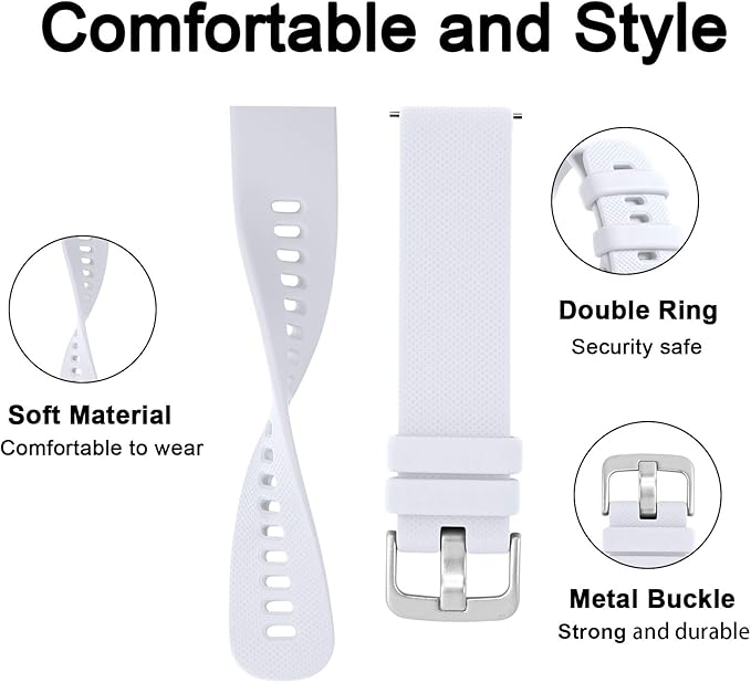 GEAK Compatible with Garmin Vivoactive 5 Watch Bands/Garmin Vivoactive 3 Watch Bands,20mm Silicone Band for Vivoactive 3 Music/Vivomove Sport,Forerunner 645/245 Music Smartwatch Women Men White
