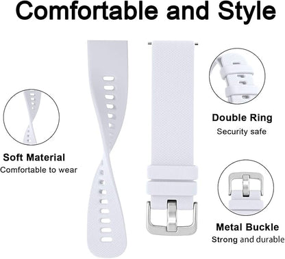 GEAK Compatible with Garmin Vivoactive 5 Watch Bands/Garmin Vivoactive 3 Watch Bands,20mm Silicone Band for Vivoactive 3 Music/Vivomove Sport,Forerunner 645/245 Music Smartwatch Women Men White