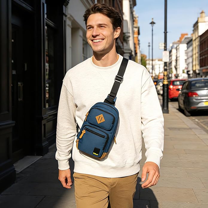 Goloni Sling Bag for Men Women, Crossbody Shoulder Bag with Multiple Pockets, Lightweight Casual Daypack for Travel