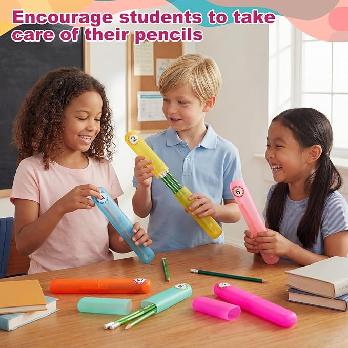 Remerry 30 Pcs Travel Toothbrush Holder Case with 1-30 Number Stickers Portable Pencil Case Multipurpose Toothpaste Boxes for Pencil Organization Back to School Student Gifts from Teacher, 6 Colors