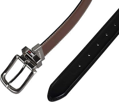 Tommy Hilfiger Men's Reversible Leather Belt, 2‑in‑1 Design for Dress Or Casual Wear