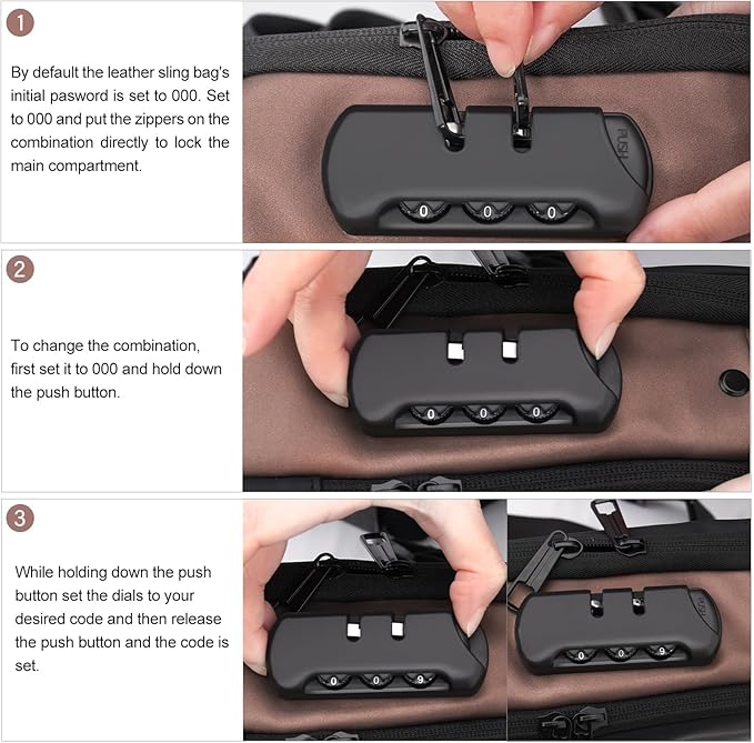 Peicees Mens Crossbody Bag Man Bags Mens Purse Anti-theft Leather Sling Bag Shoulder Bag Chest Bag for Daily Use, Black Black