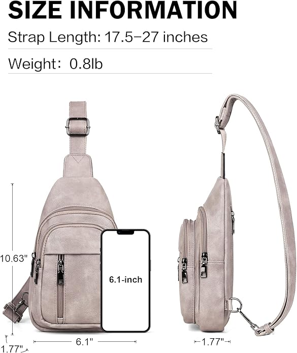 MASINTOR Sling Bag for Women - Crossbody Bags Fanny Pack with Vegan Leather - Adjustable Sling Backack for Travel