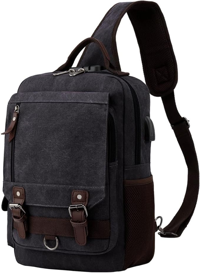 Leaper Retro Crossbody Bag Sling Bag Canvas Messenger Bag for Men Women Shoulder Bag Crossbody Handbags Satchel Travel Bag