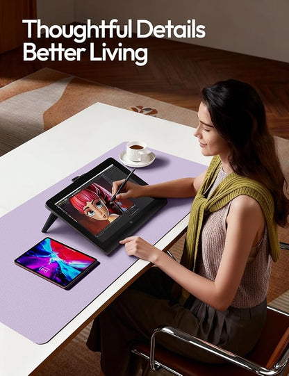 YSAGi Leather Desk Protector, Office Mat, Large Mouse Mat, Non-Slip PU Leather Blotter, Laptop Pad, Waterproof Writing Pad for Office and Home (Light Purple, 23.6" x 13.8")