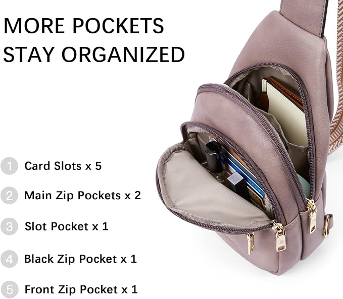 BOSTANTEN Small Sling Bag for Women Leather Crossbody Bags Fanny Pack Chest Bag for Travel