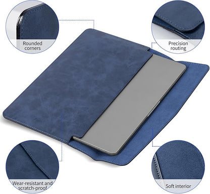 14 Inch Leather Laptop Sleeve for MacBook Pro 14 Inch M5 M4 M3 M2 M1 Pro/Max Case,Premium Protective Case Cover with Magnetic Closure-Vintage Blue