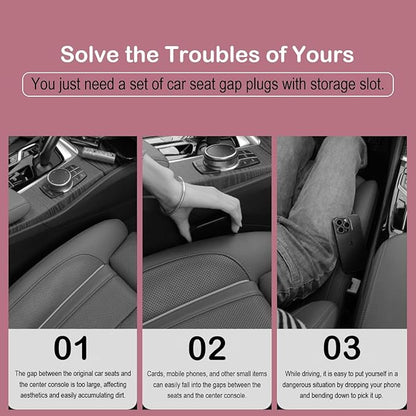 Car Seat Gap Filler 2 Pack, Auto Seat Side Gap Filler Organizer with Storage Slot & Hook, 3 in 1 Carseat Gap Spacer Plug Strip Universal Fit Car SUV Truck Fill The Gap Between Seats & Console, Black