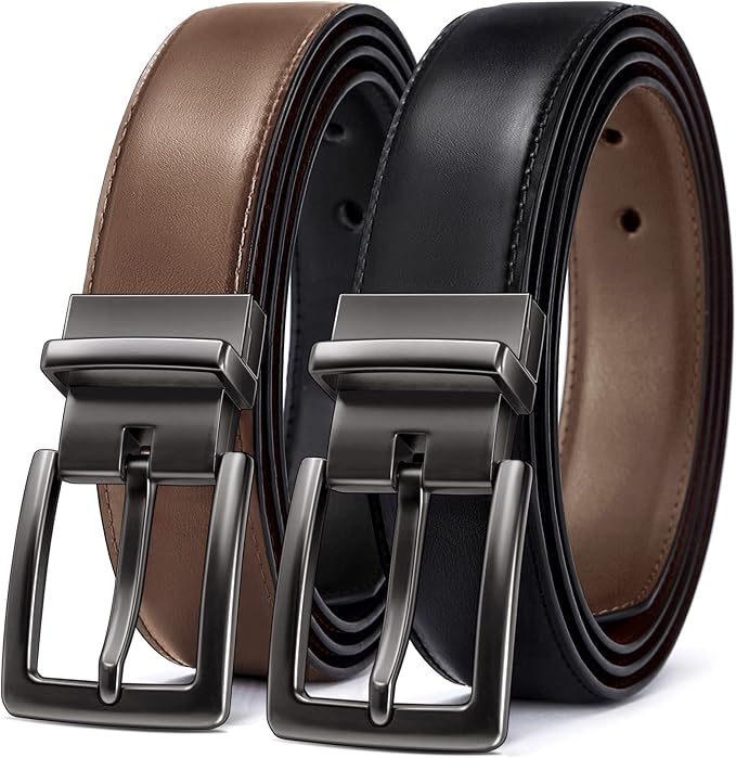 BULLIANT Men's Belt,Reversible Belt Adjustable For Gift Men 1.25”-Cut For Fit-2 Sides in 1 Belt(Not 2)