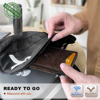 BULLIANT Men Wallet,Magnetic Metal Wallet Money Clip 9Cards Pop-up Access RFID Blocking
