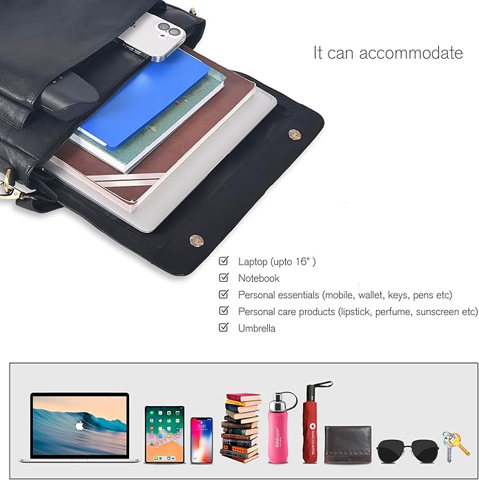 Oak Leathers Leather Messenger Bag for Men and Women - Laptop Briefcase Bag For College, Office, Adjustable Shoulder Strap