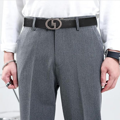 Aurolran Men&Womens Leather Dress Belt Business Automatic Buckle Belt Color-Black Silver Gold