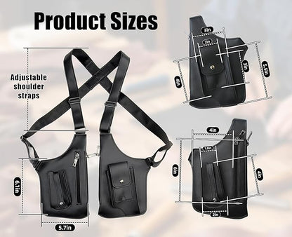 Double Shoulder Armpit Bag for Men, Anti-Theft Cross-Body Concealed Carry with Hidden Phone Wallet Pocket,Premium PU Leather Adjustable Shoulder Underarm Bag