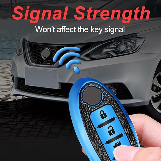 Montague Key Fob Cover for Nissan with Keychain Accessories, Premium TPU Full Protection Key Case for Altima Rogue Sentra Maxima Armada Pathfinder Murano, for Infiniti Key Shells (5-Buttons, Silver)