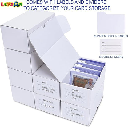 Trading Card Storage Box for toploader, 8-Pack•100 Count Cardboard Top Loaders Storage Box with Dividers & Labels for TCG/Magic/Mtg Organizer and Collection