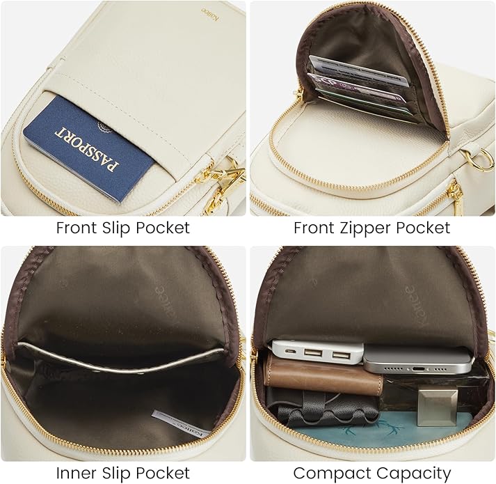 Kattee Sling Bag for Women, Leather Fanny Packs Crossbody Purse, Small Chest Bag for Travel with RFID Blocking