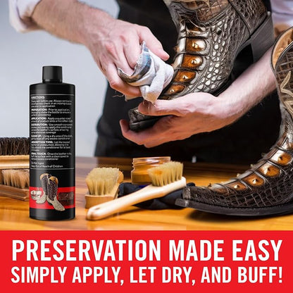 Exotic Leather Conditioner for Boots — 3-in-1 Cleaner, Conditioner & Protectant for Ostrich, Python, Lizard, Caiman & Snakeskin, Leather Boot Care Kit for Cowboy Boots, 8 fl oz Spray, Made in USA